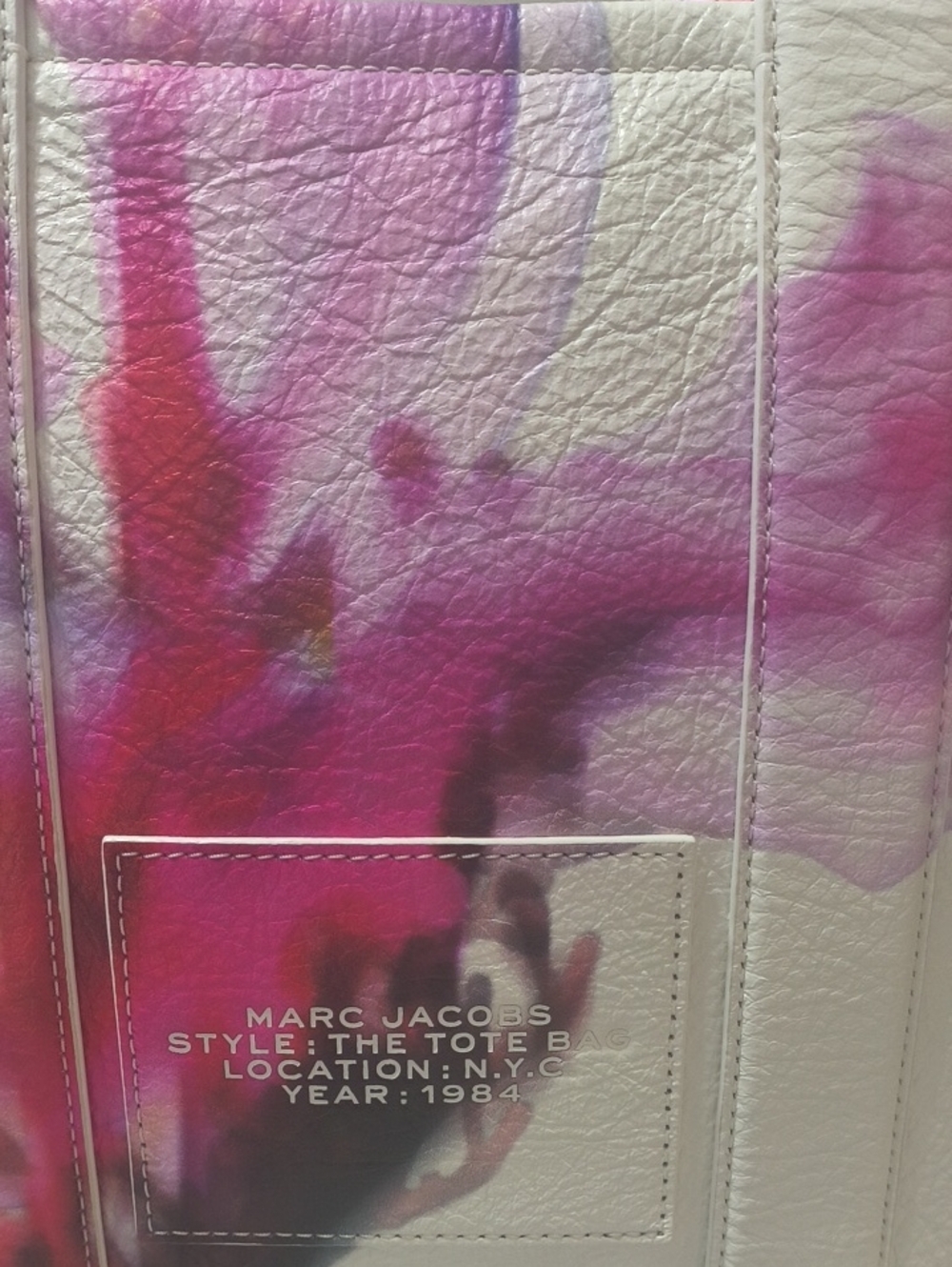 Marc Jacobs FUTURE FLORAL MEDIUM Leather Tote with Pink and Purple Floral Print - Picture 3 of 9